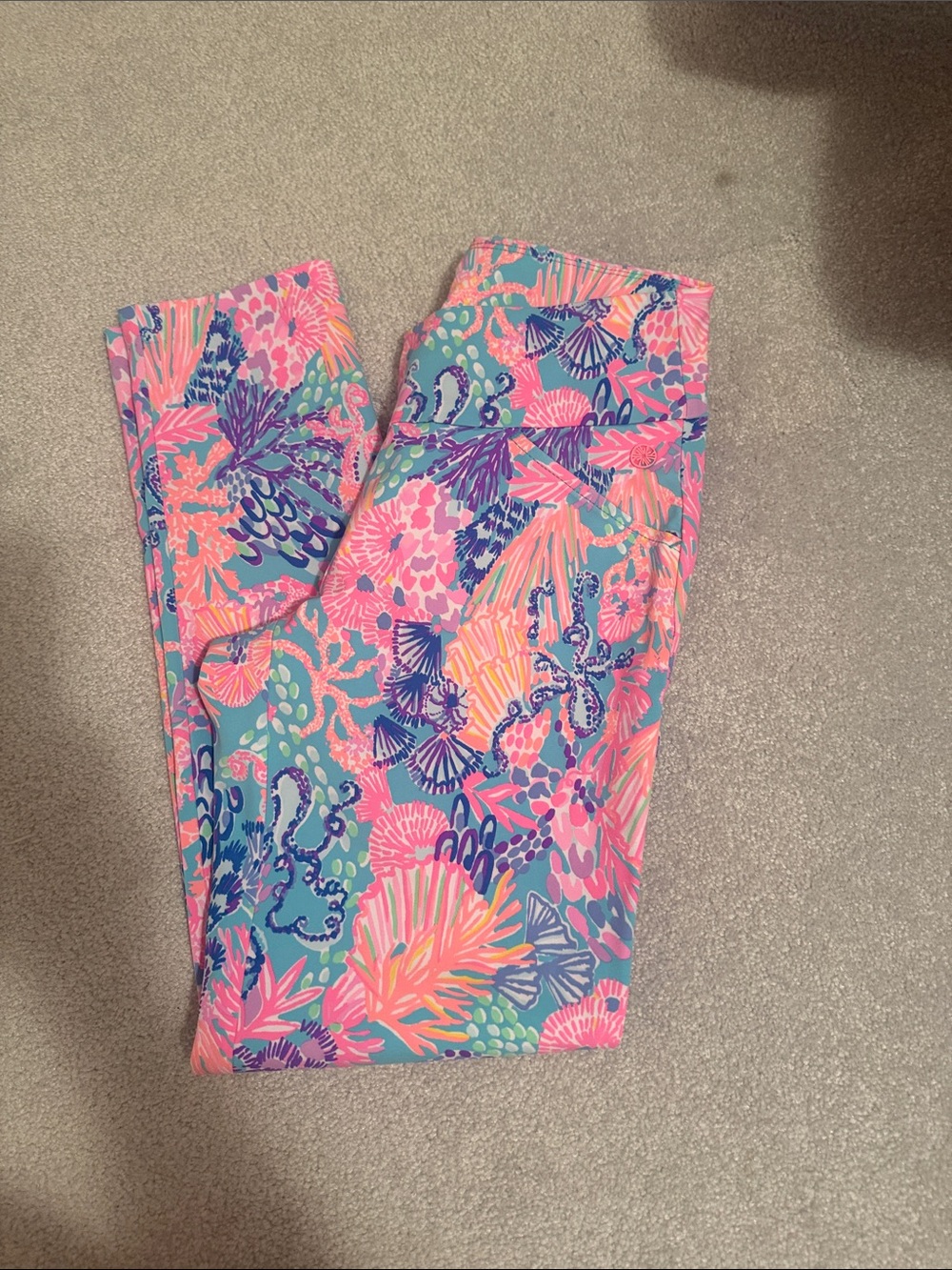 Lilly Pulitzer CORTO Coral Pink & Teal Floral CORTO PANTS